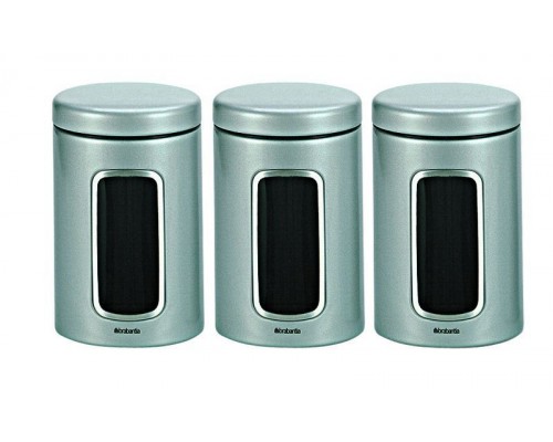 Набор контейнеров для сыпучих продуктов с окном Brabantia серый 1,4 л 3 шт