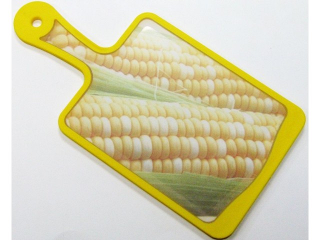 Кухонная доска с ручкой Microban FLUTTO 35*18см Желтая кукуруза
