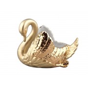 Лебедь конфетница Rudolf Kampf Золотой с золотыми крыльями в подарочном коробе